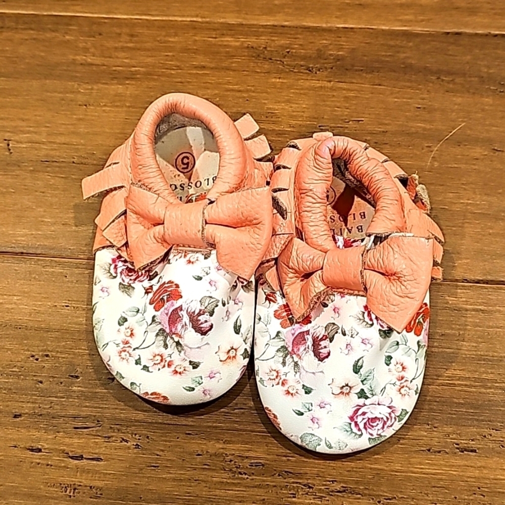 Floral Baby Leather Moccasins